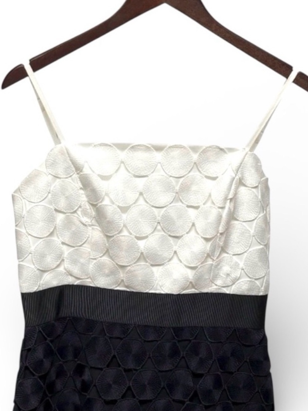 Milly Colorblock Scalloped Lace Cocktail Dress Size 6 Navy White Wedding Guest - Picture 3 of 5